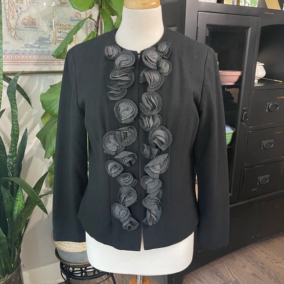 Coldwater Creek Jackets & Blazers - Coldwater Creek Wool Blend Black Jacket with Flowers